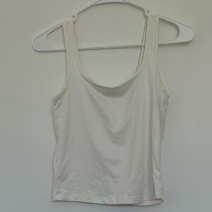 White square neck tank top